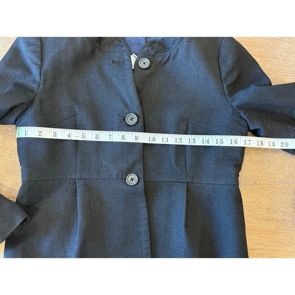J.CREW Black Wool Silk Scallop Neck Jacket Blazer Top Women's Size 2